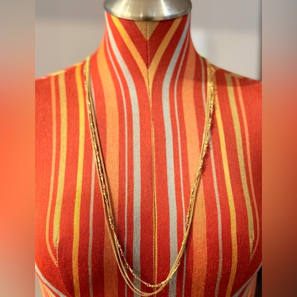Vintage Multi-tier Triple Layer Gold Tone Necklace - Picture 5 of 5